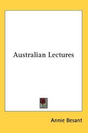 Cover of: Australian Lectures by Annie Wood Besant