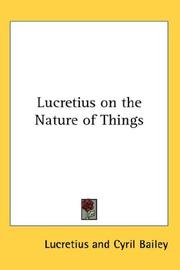 Cover of: Lucretius on the Nature of Things