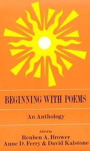 Cover of: Beginning With Poems by Reuben Arthur Brower, Reuben Arthur Brower