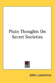 Cover of: Plain Thoughts On Secret Societies