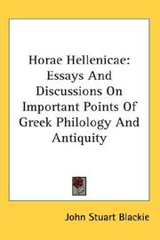 Cover of: Horae Hellenicae | John Stuart Blackie