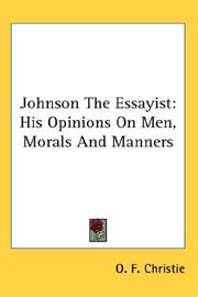 Cover of: Johnson The Essayist | O. F. Christie
