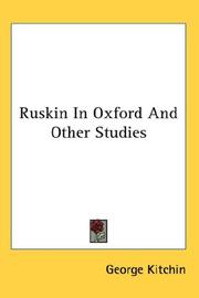 Cover of: Ruskin In Oxford And Other Studies