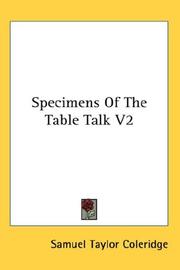 Cover of: Specimens Of The Table Talk V2