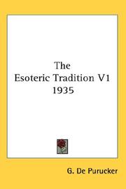 Cover of: The Esoteric Tradition V1 1935