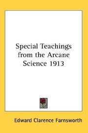 Cover of: Special Teachings from the Arcane Science 1913