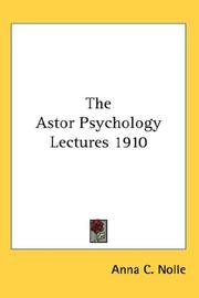 Cover of: The Astor Psychology Lectures 1910