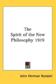 Cover of: The Spirit of the New Philosophy 1919