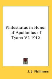Cover of: Philostratus in Honor of Apollonius of Tyana V2 1912