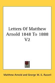 Cover of: Letters Of Matthew Arnold 1848 To 1888 V2