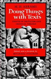 Cover of: Doing Things with Texts: Essays in Criticism and Critical Theory