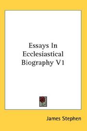 Cover of: Essays In Ecclesiastical Biography V1