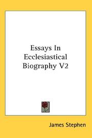 Cover of: Essays In Ecclesiastical Biography V2