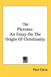 Cover of: The Pleroma by Paul Carus