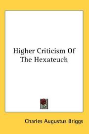 Cover of: Higher Criticism Of The Hexateuch