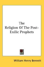 Cover of: The Religion Of The Post-Exilic Prophets