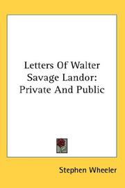 Cover of: Letters Of Walter Savage Landor: Private And Public
