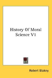 Cover of: History Of Moral Science V1
