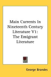 Cover of: Main Currents In Nineteenth Century Literature V1 by George Brandes