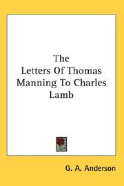 Cover of: The Letters Of Thomas Manning To Charles Lamb