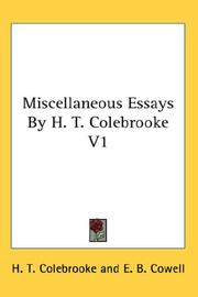 Cover of: Miscellaneous Essays: V1