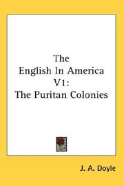 Cover of: The English In America V1: The Puritan Colonies