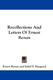 Cover of: Recollections And Letters Of Ernest Renan by Ernest Renan