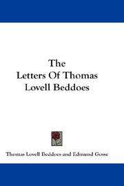 Cover of: The Letters Of Thomas Lovell Beddoes by Thomas Lovell Beddoes