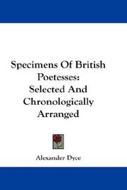 Cover of: Specimens Of British Poetesses | Alexander Dyce