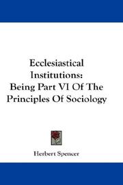 Cover of: Ecclesiastical Institutions | Herbert Spencer