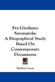 Cover of: Fra Girolamo Savonarola by Herbert Lucas
