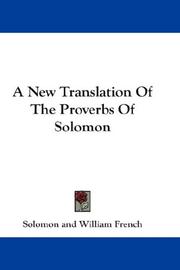 Cover of: A New Translation Of The Proverbs Of Solomon