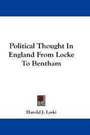 Cover of: Political Thought In England From Locke To Bentham by Harold Joseph Laski