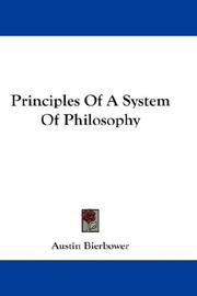 Cover of: Principles Of A System Of Philosophy