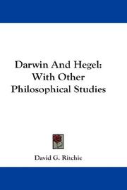 Cover of: Darwin And Hegel by David G. Ritchie