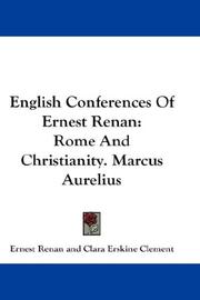 Cover of: English Conferences Of Ernest Renan by Ernest Renan