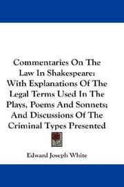 Cover of: Commentaries On The Law In Shakespeare | Edward Joseph White