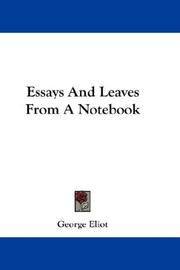 Essays and leaves from a note-book by George Eliot
