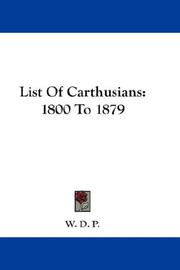 Cover of: List Of Carthusians | W. D. P.