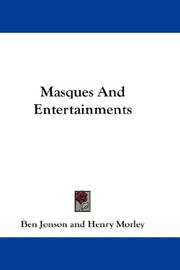 Cover of: Masques And Entertainments