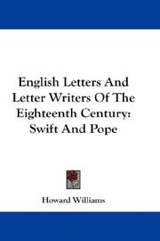 Cover of: English Letters And Letter Writers Of The Eighteenth Century by Howard Williams