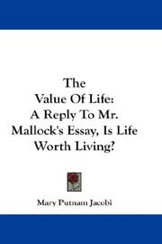 Cover of: The Value Of Life by Mary Putnam Jacobi