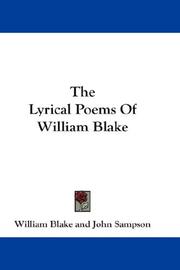 Cover of: The Lyrical Poems Of William Blake