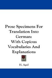 Cover of Prose Specimens For Translation Into German