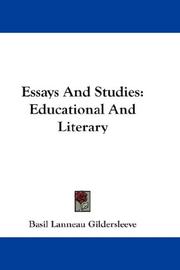 Cover of: Essays And Studies: Educational And Literary