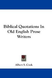 Cover of: Biblical Quotations In Old English Prose Writers