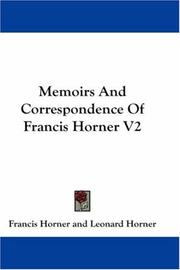 Cover of: Memoirs And Correspondence Of Francis Horner V2