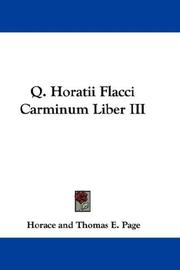 Cover of: Q. Horatii Flacci Carminum Liber III