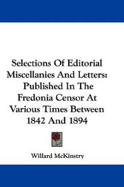 Cover of: Selections Of Editorial Miscellanies And Letters by Willard McKinstry, Willard McKinstry