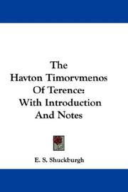 Cover of: The Havton Timorvmenos Of Terence: With Introduction And Notes